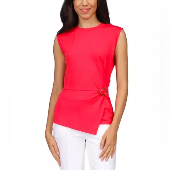 Michael Kors Women's Ring-Trim Twist-Front Top - Picture 1 of 4